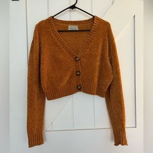 Urban Outfitters Chenille Cropped Cardigan, Burnt Orange, Size Small